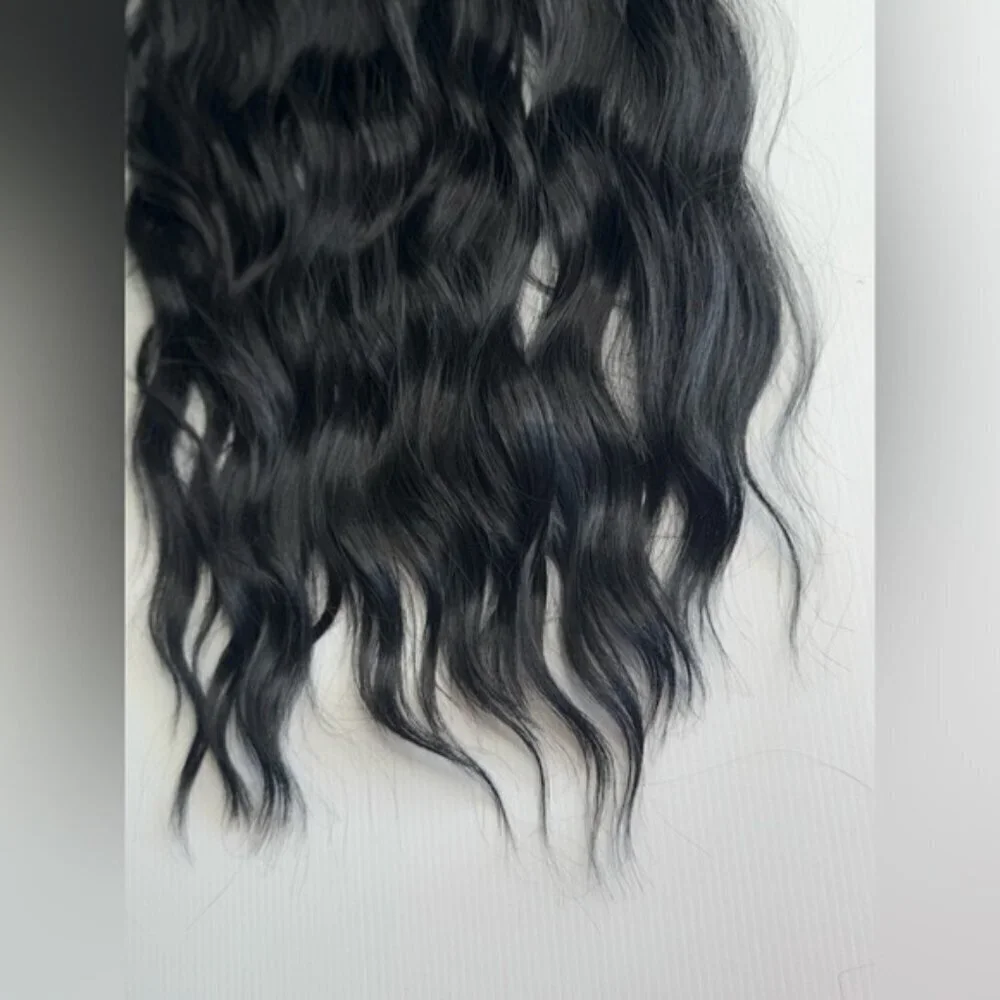 Human hair blend 24 In  black Clip in Hair Extensions Set